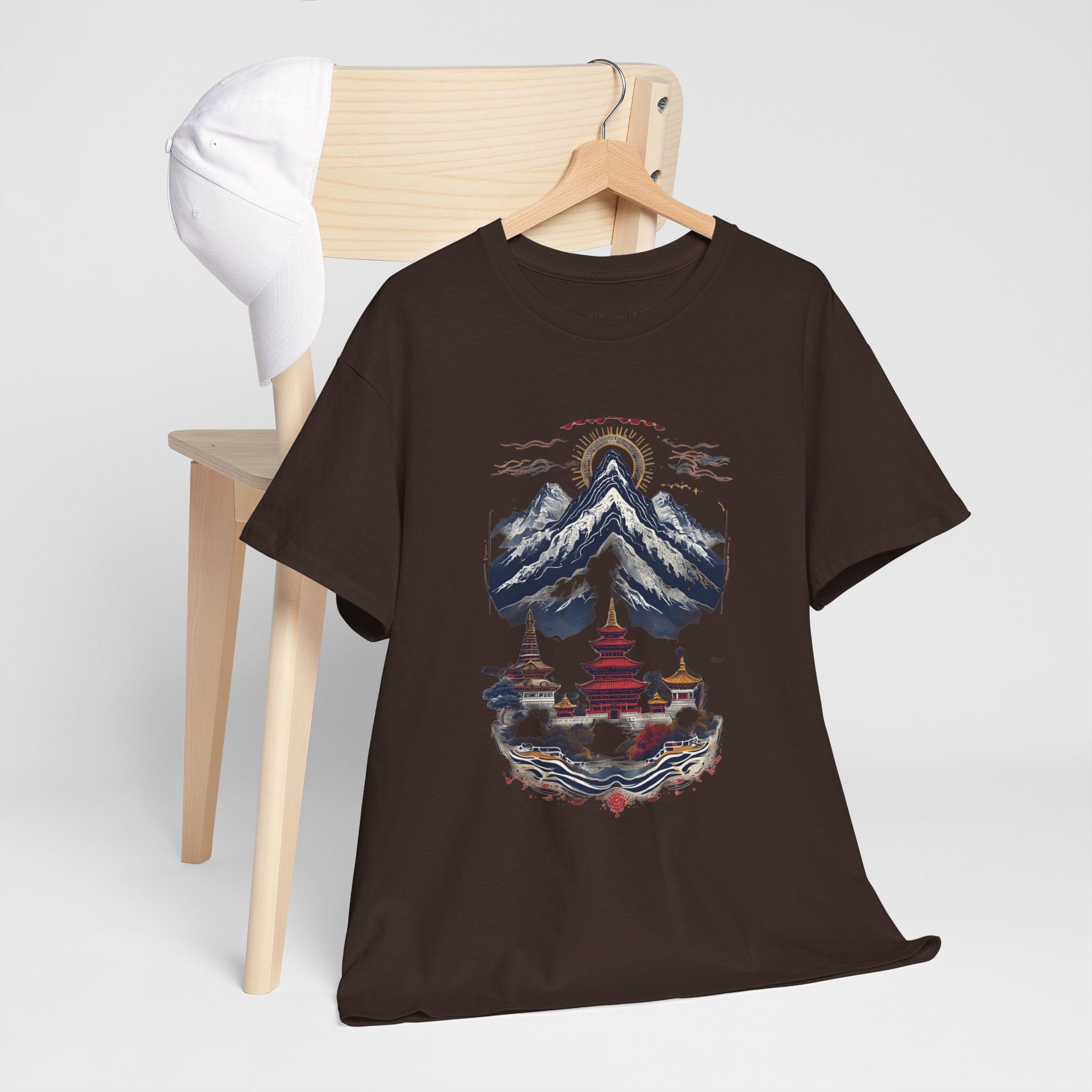 Japanese Mountain Pagoda T-Shirt — Zen Temple Landscape Tee