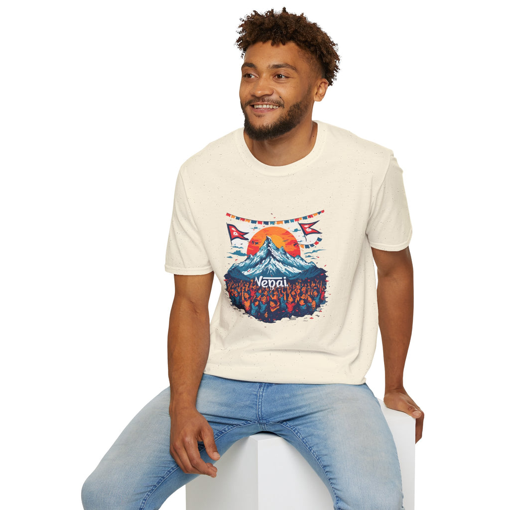 Nepal Mountain Sunrise T-Shirt — Retro Trekking Graphic Tee