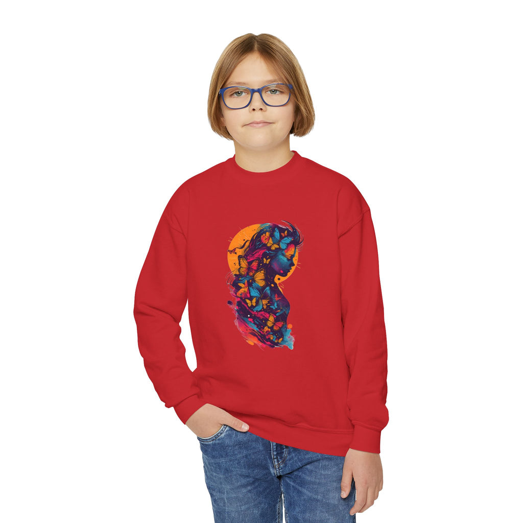 Youth Sweatshirt — Colorful Astronaut Silhouette Crewneck