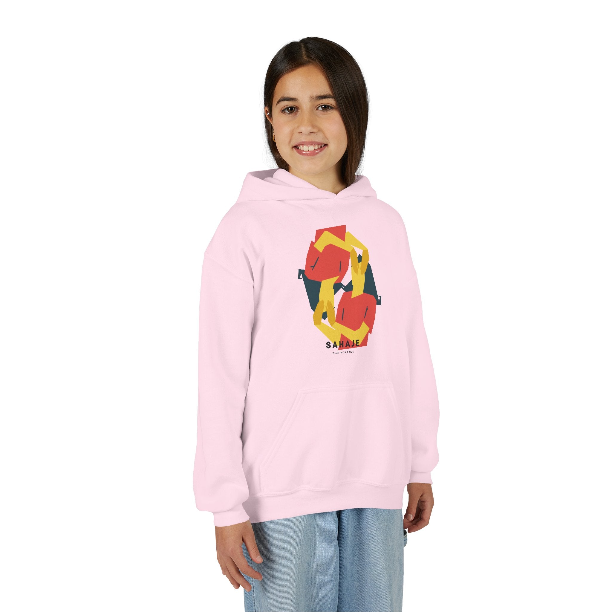 Youth Hoodie with Geometric Squirrel Art – 'Squirrel' Colorful Kids Pullover