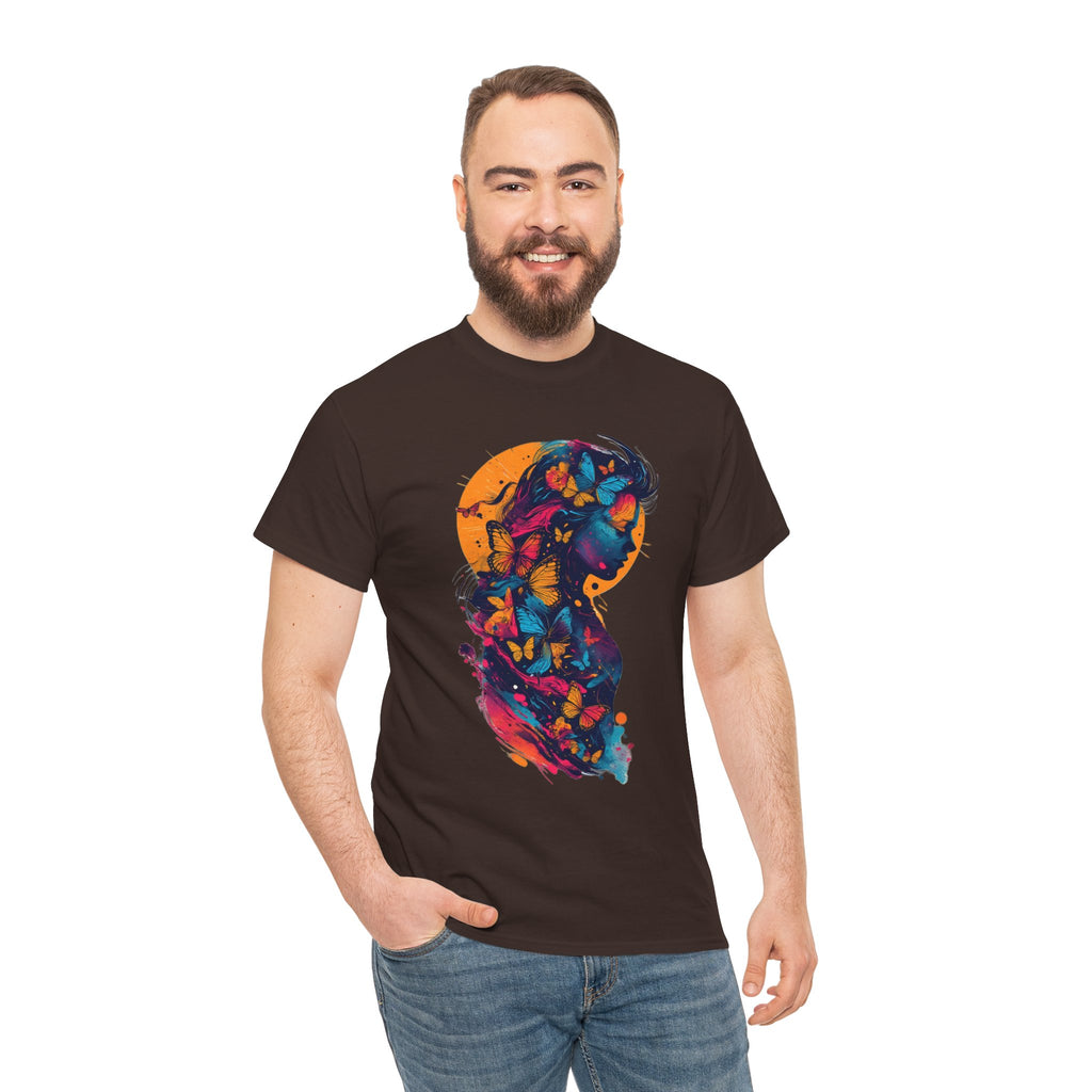 Butterfly Silhouette Graphic Tee — Colorful Maternity Profile Design