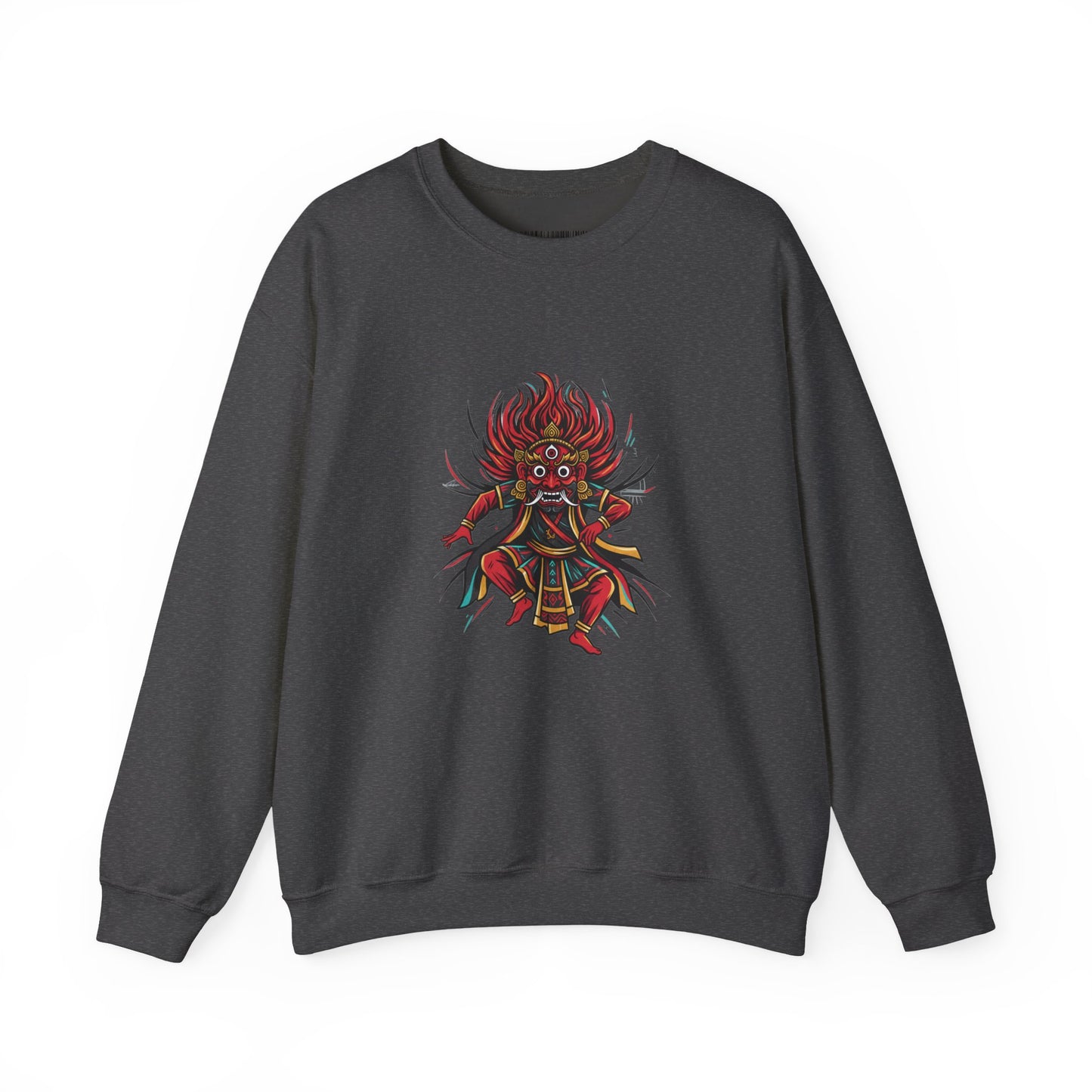 Crewneck Sweatshirt — Red Demon Guardian Graphic