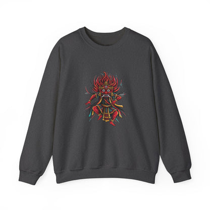 Crewneck Sweatshirt — Red Demon Guardian Graphic