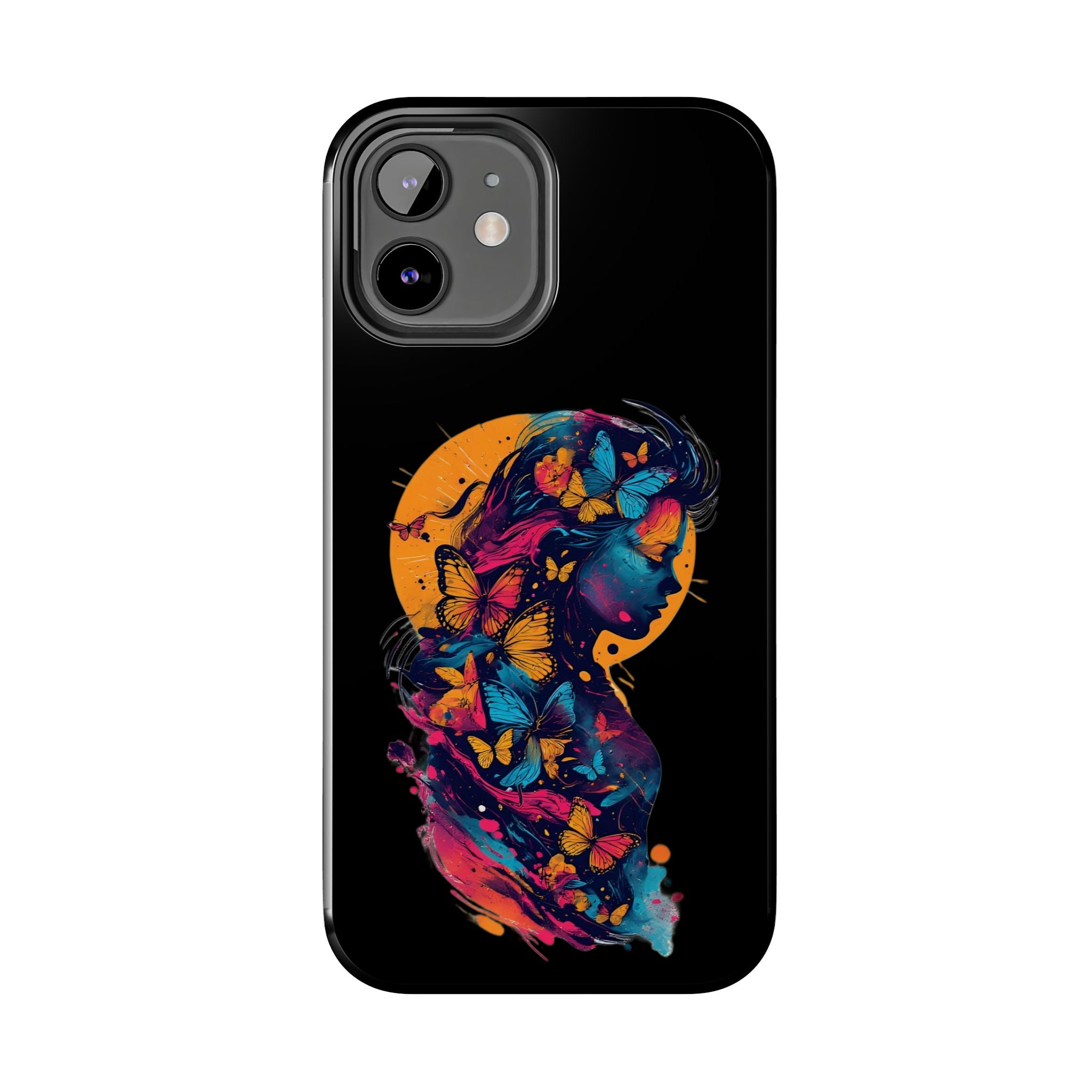 Butterfly Silhouette Tough Phone Case — Colorful Woman Art Protective Cover