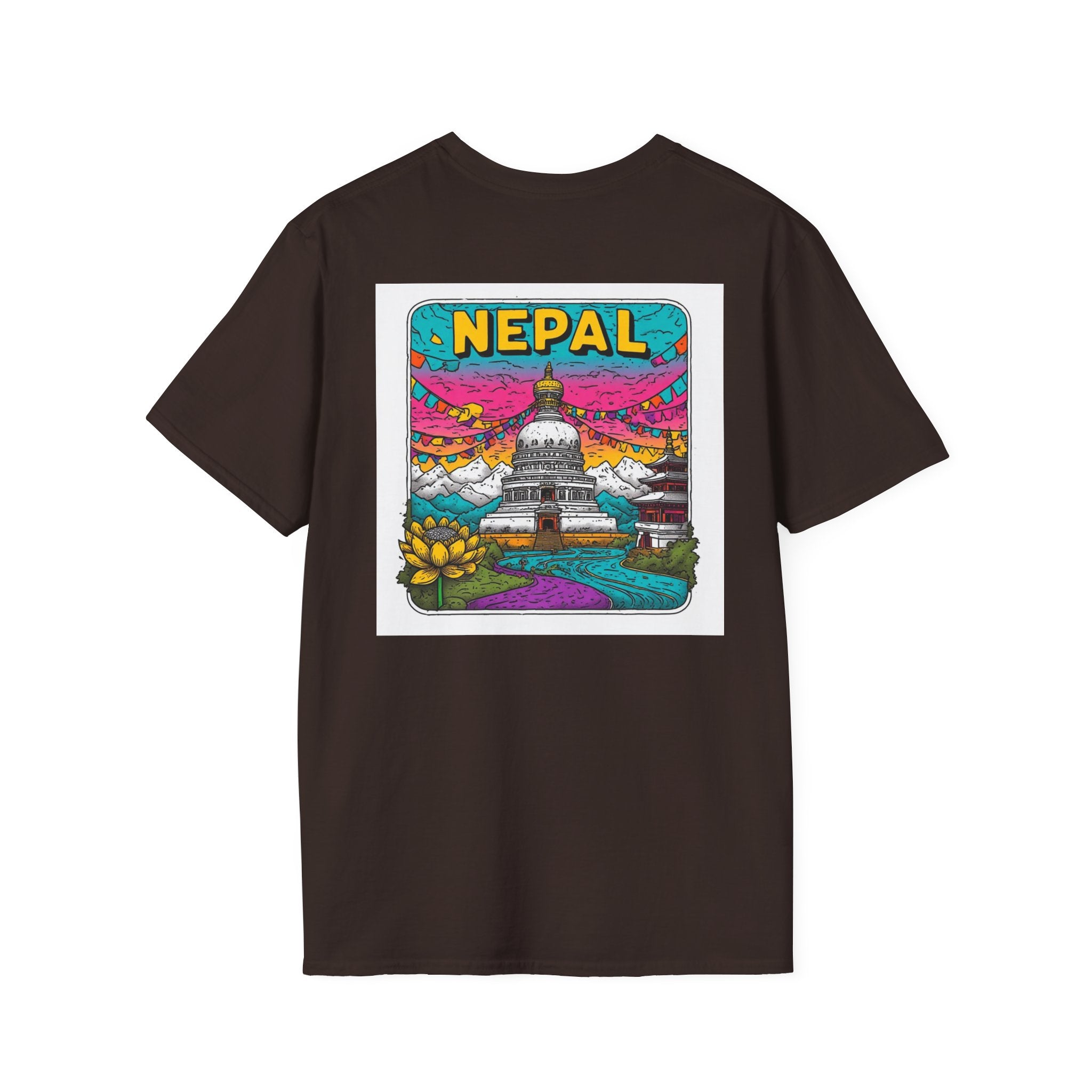 Nepal Graphic T-Shirt — Colorful Stupa Travel Tee