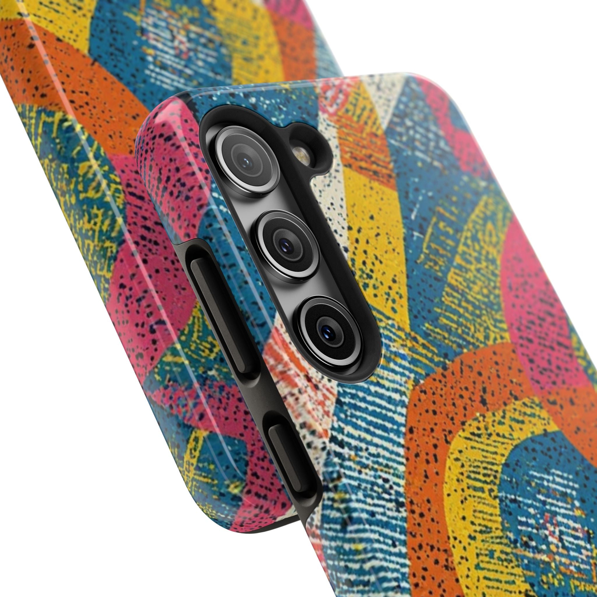 Bold Retro Abstract Tough Phone Case — Colorful Geometric Protective Cover