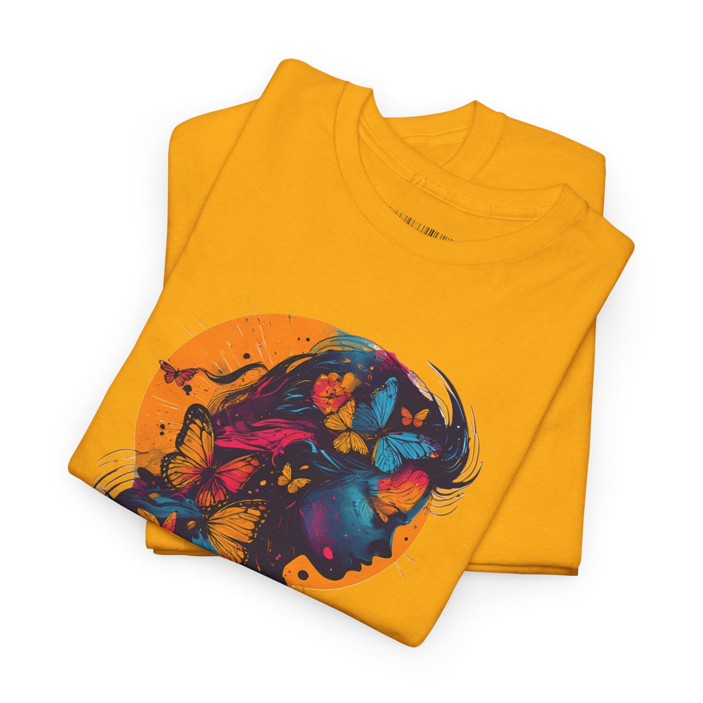 Butterfly Silhouette Graphic Tee — Colorful Maternity Profile Design