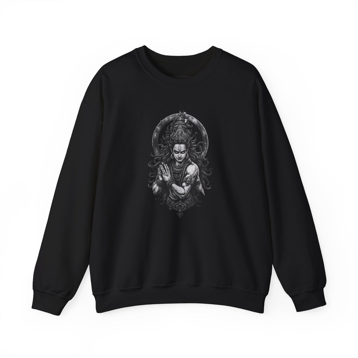 Shiva Meditation Crewneck Sweatshirt — Detailed Shiva Portrait Spiritual Yoga Pullover