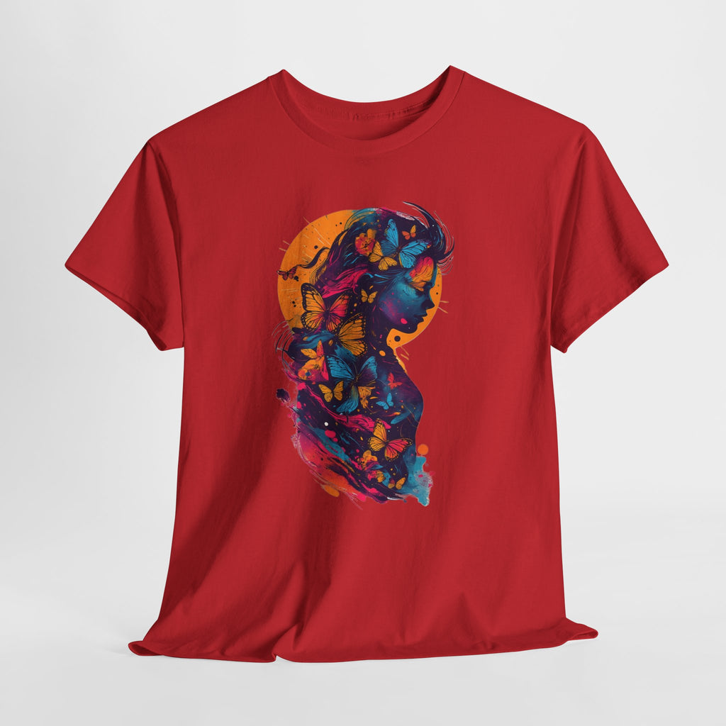 Butterfly Silhouette Graphic Tee — Colorful Maternity Profile Design
