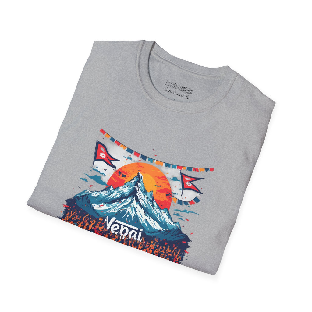 Nepal Mountain Sunrise T-Shirt — Retro Trekking Graphic Tee