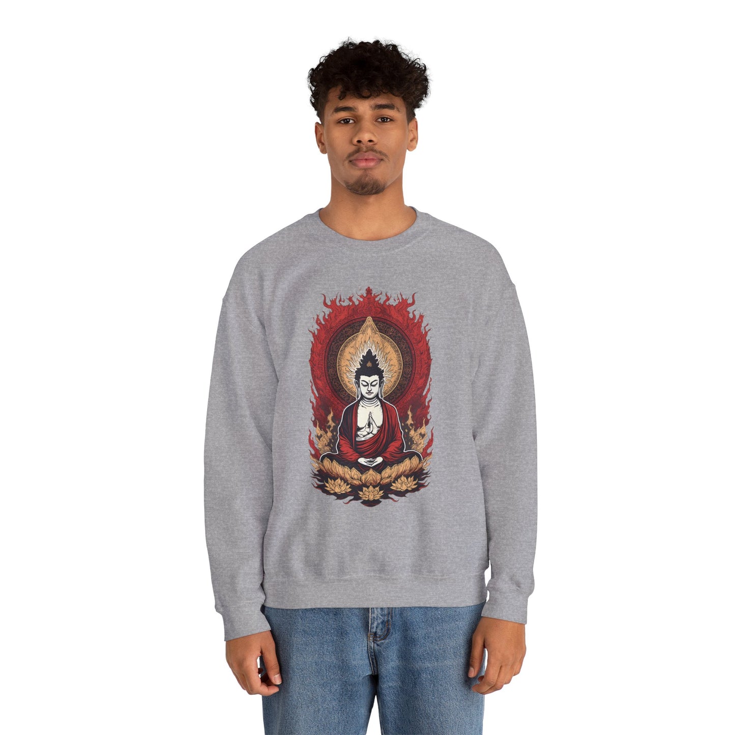 Buddha Lotus Flame Crewneck Sweatshirt