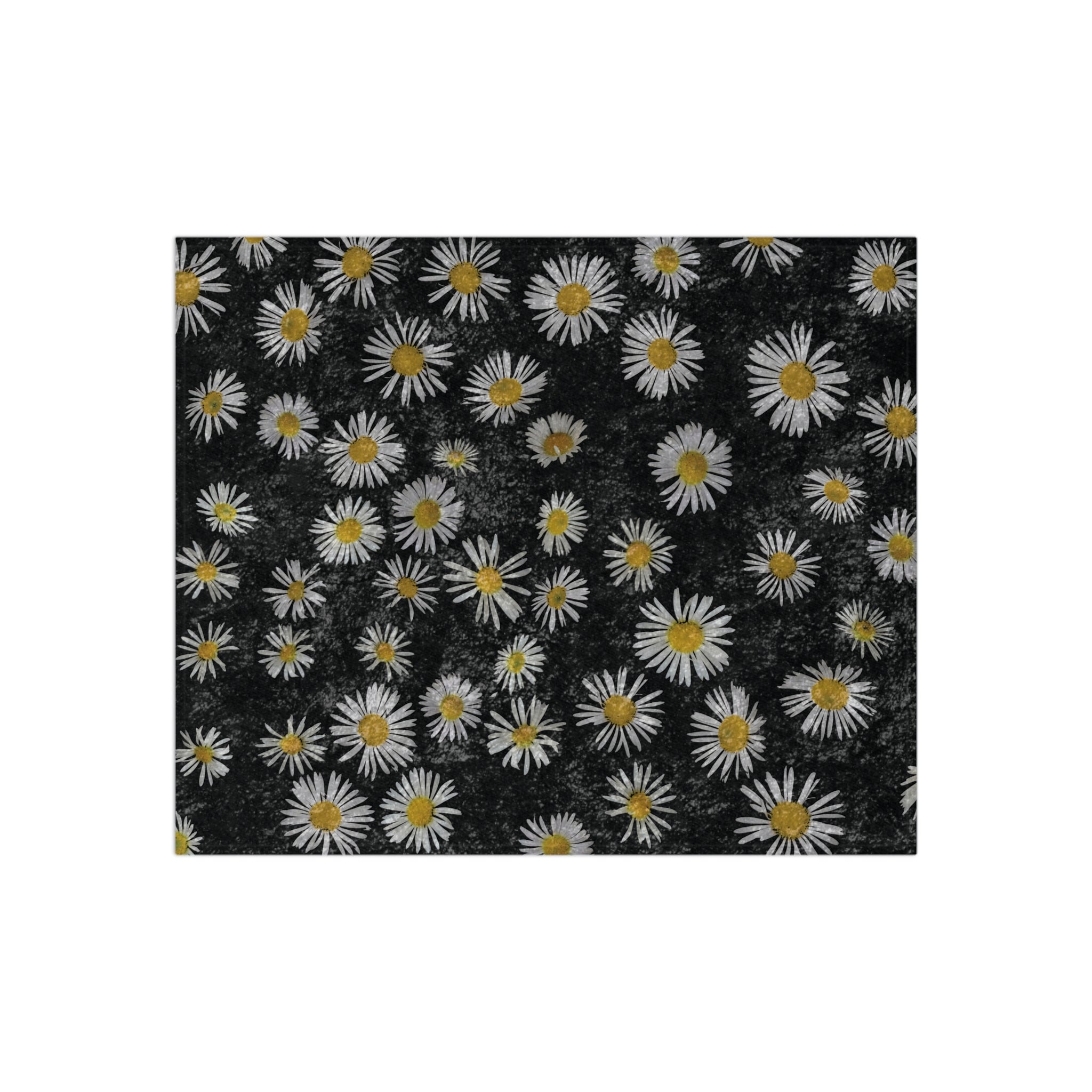 Crushed Velvet Blanket — Black Daisy Throw Blanket, Soft Floral Cozy Throw for Living Room & Bedroom