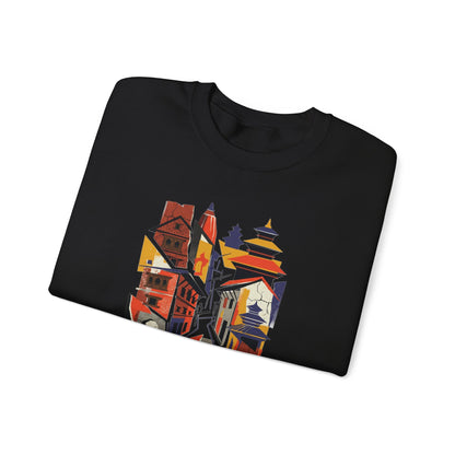 Crewneck Sweatshirt — Abstract Cityscape Graphic (Colorful Architectural Illustration)
