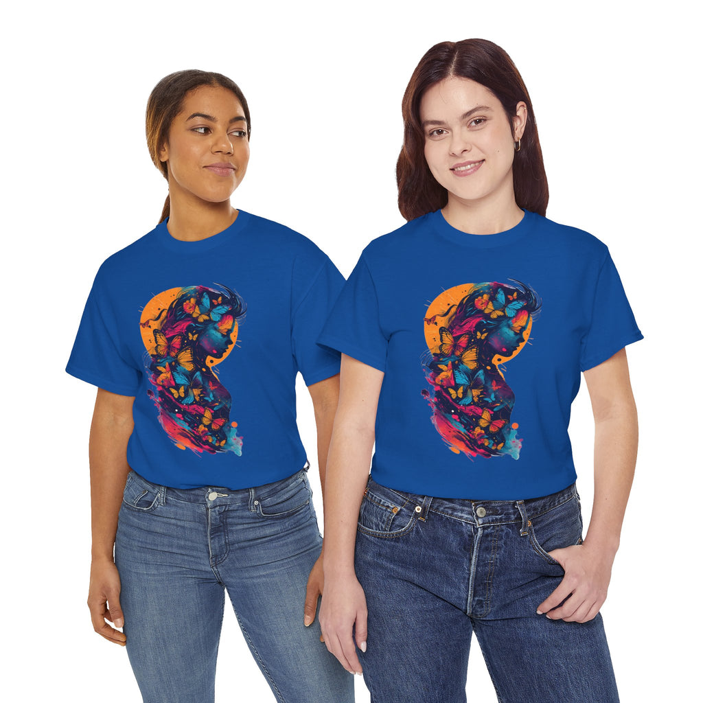 Butterfly Silhouette Graphic Tee — Colorful Maternity Profile Design