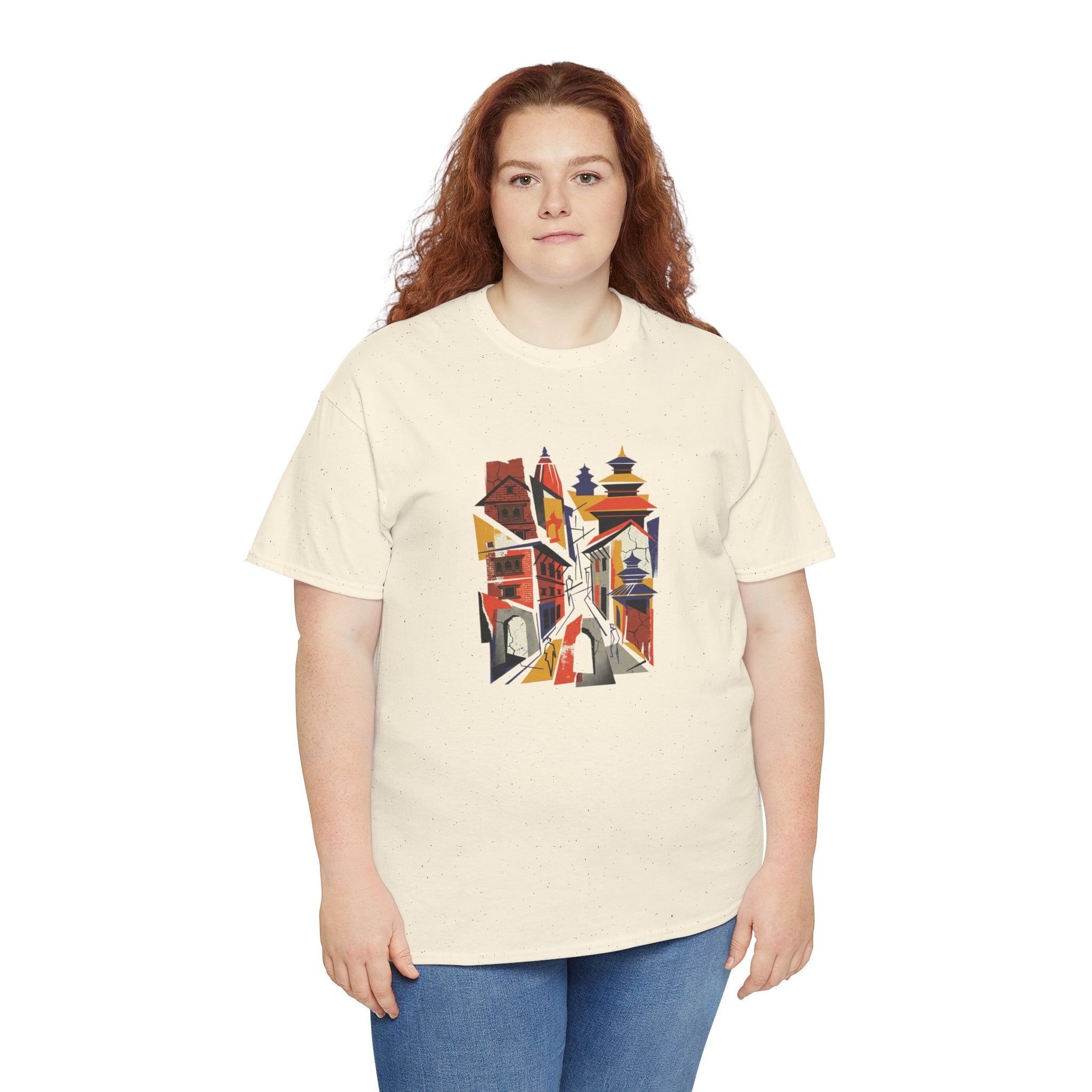 Cityscape Abstract Tee — Colorful Urban Architecture Graphic T‑Shirt