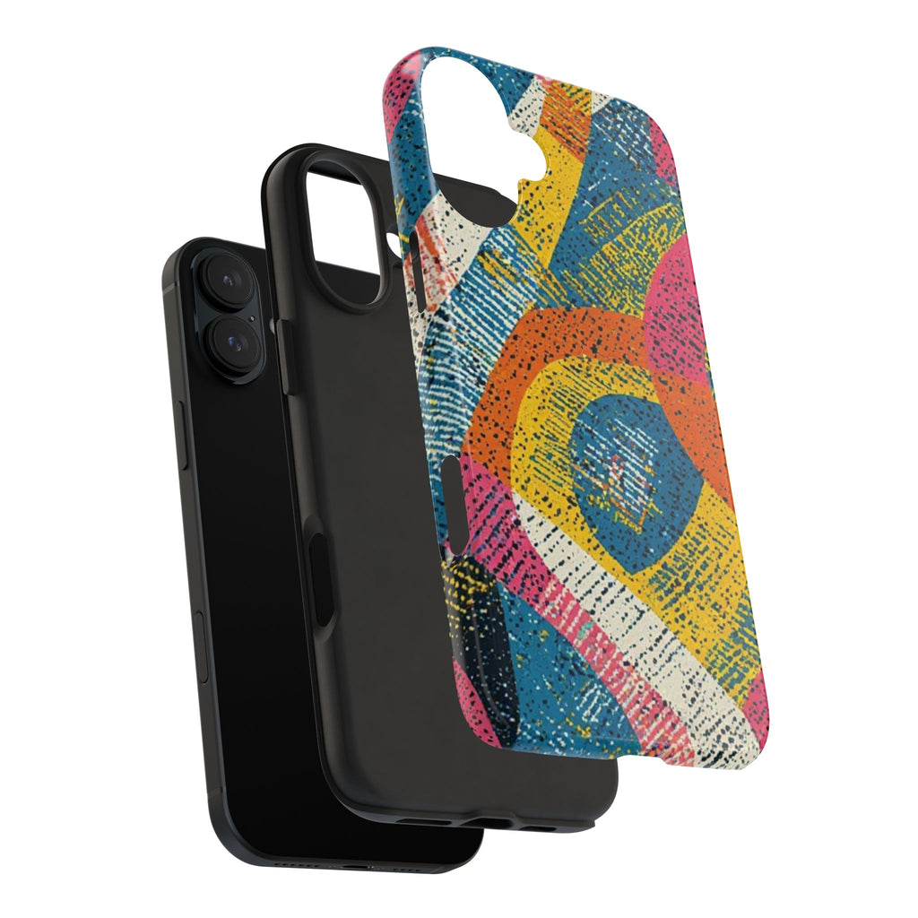 Bold Retro Abstract Tough Phone Case — Colorful Geometric Protective Cover