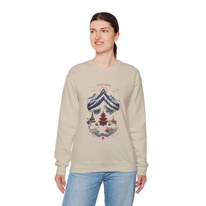 Japanese Mountain Pagoda Crewneck Sweatshirt