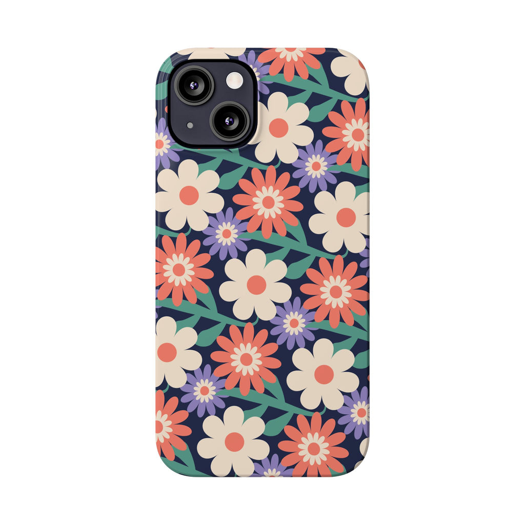 Floral Retro Slim Phone Case – Navy Ditsy Flowers
