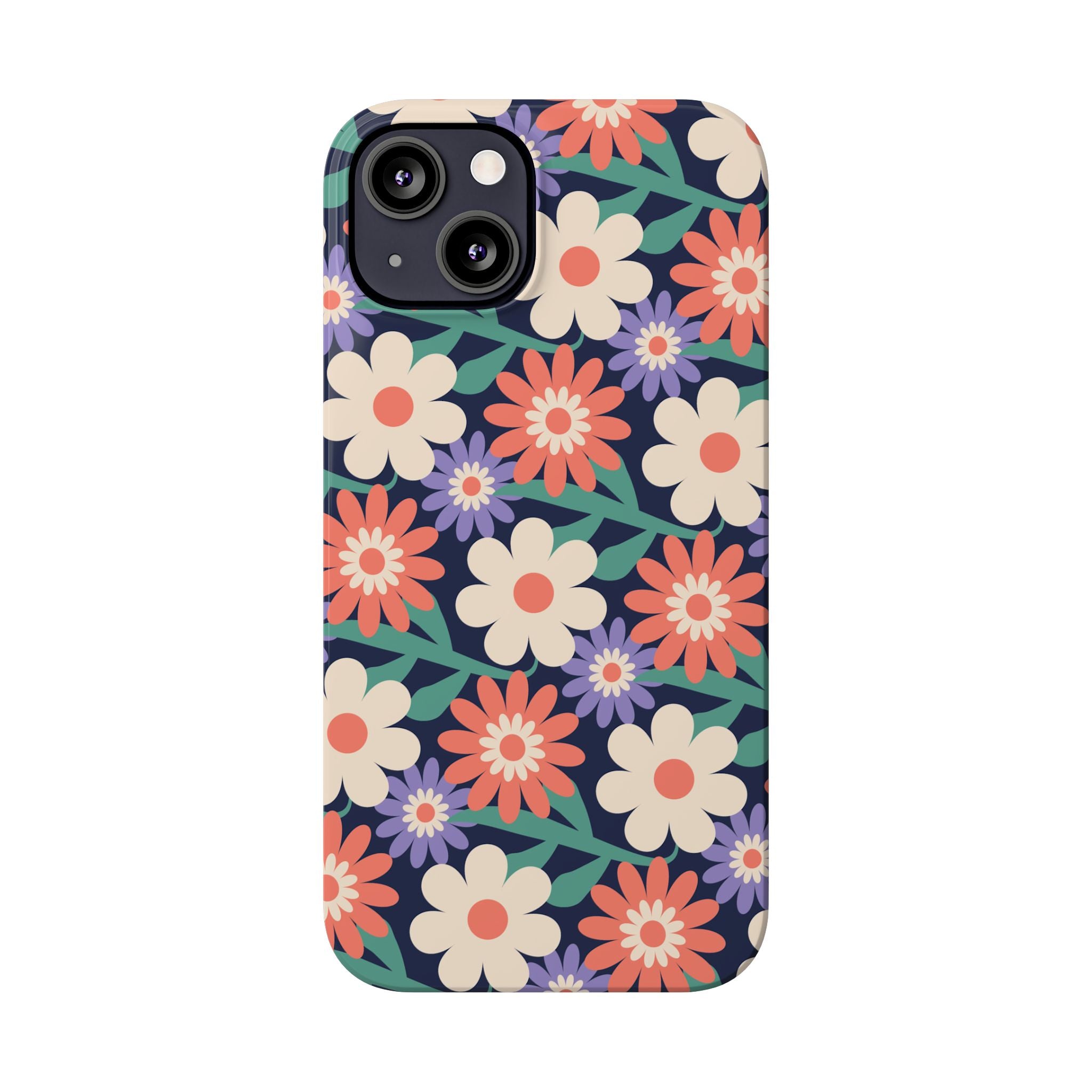 Floral Retro Slim Phone Case – Navy Ditsy Flowers
