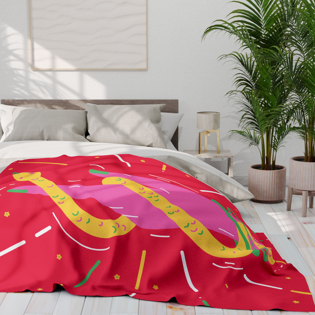 Vibrant Snake Hand Fleece Blanket