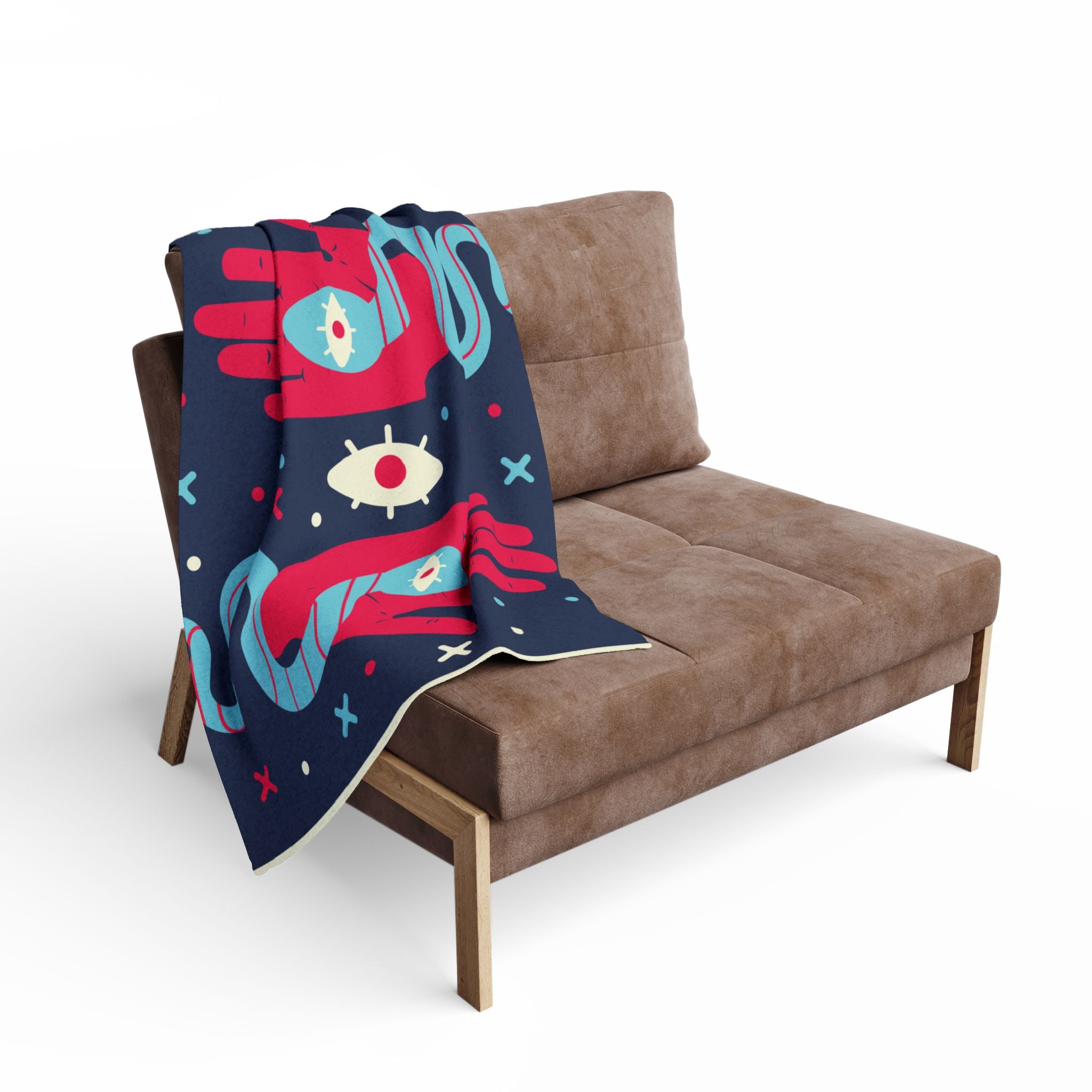 Mystic Hands & Snake Fleece Blanket — Surreal Night Sky Throw