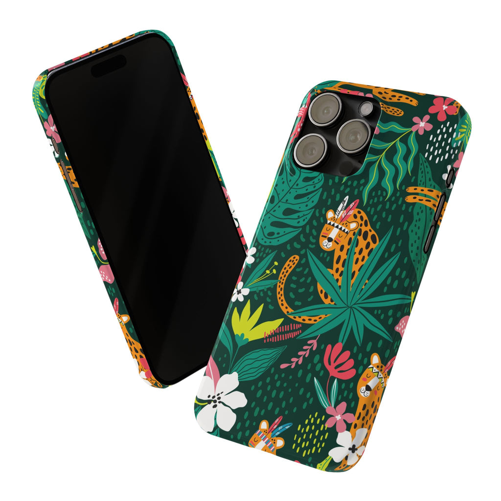 Slim Phone Case — Tropical Jungle Leopard Floral Pattern (Slim Protective Phone Cover)