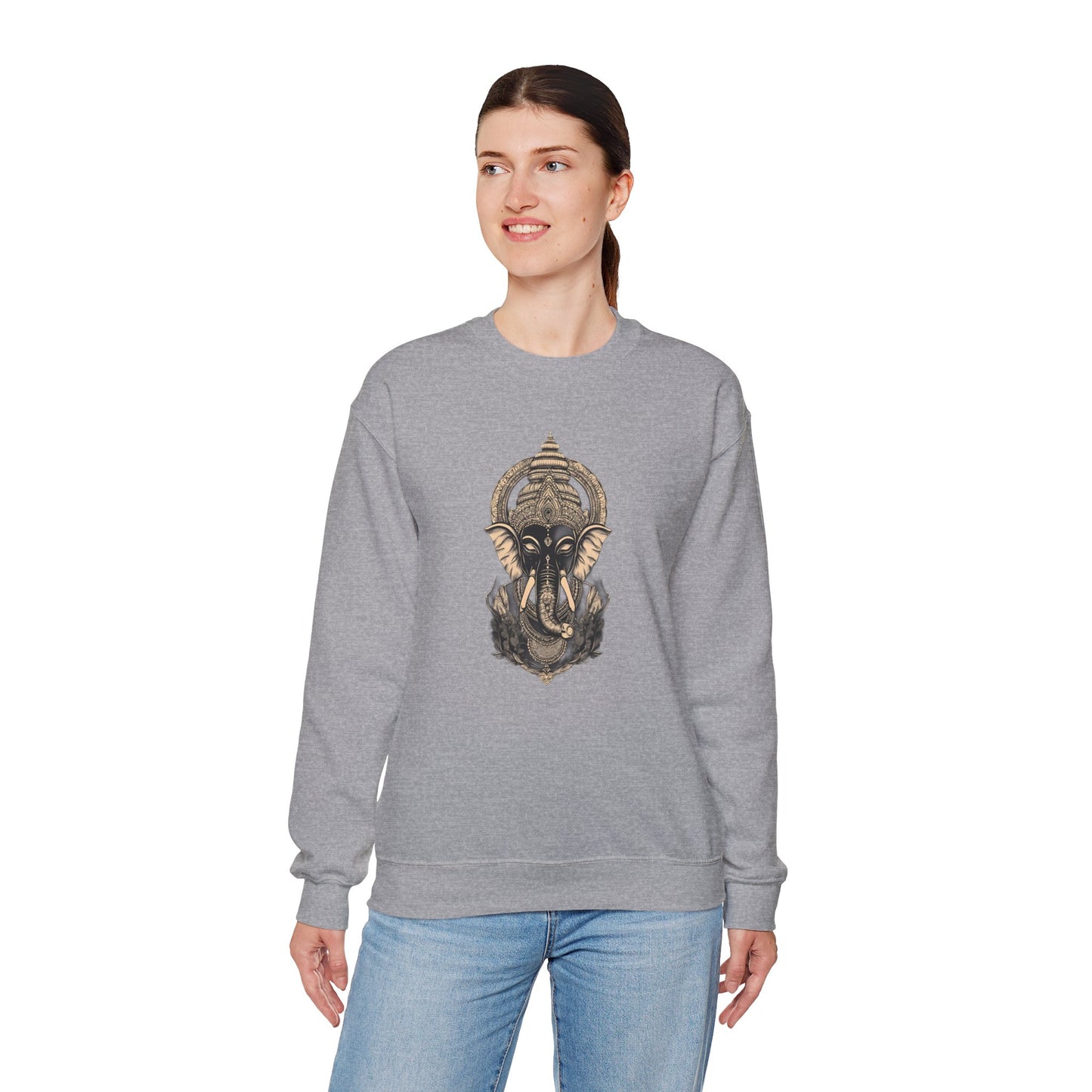 Elephant Mandala Crewneck Sweatshirt — Spiritual Indian-Inspired Graphic