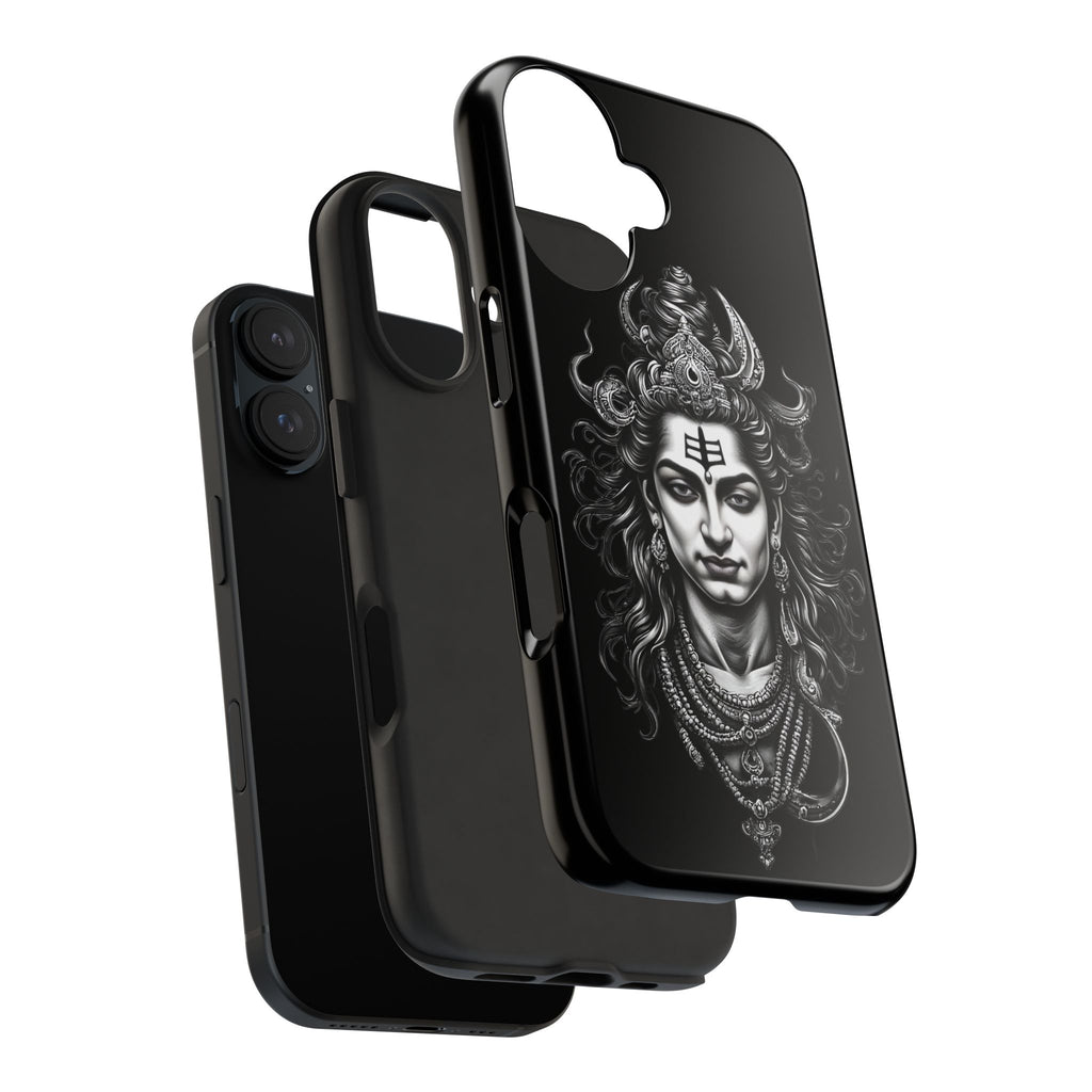 Phone Case — Intricate Lord Shiva Illustration on Black Tough Case