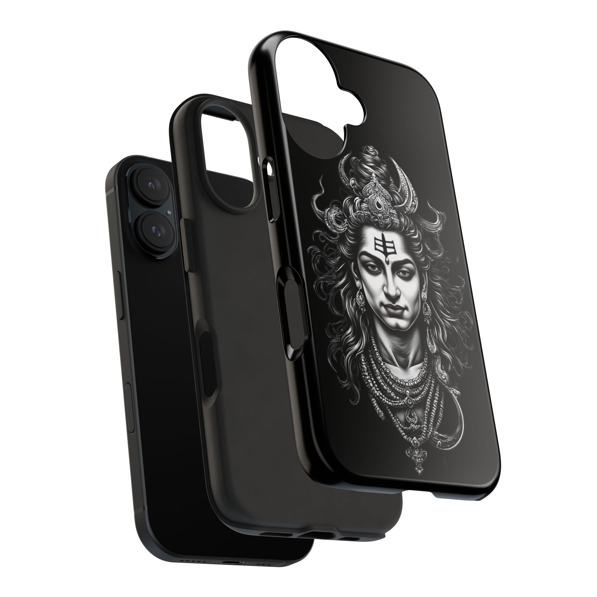 Phone Case — Intricate Lord Shiva Illustration on Black Tough Case