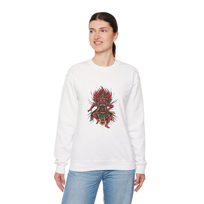 Crewneck Sweatshirt — Red Demon Guardian Graphic