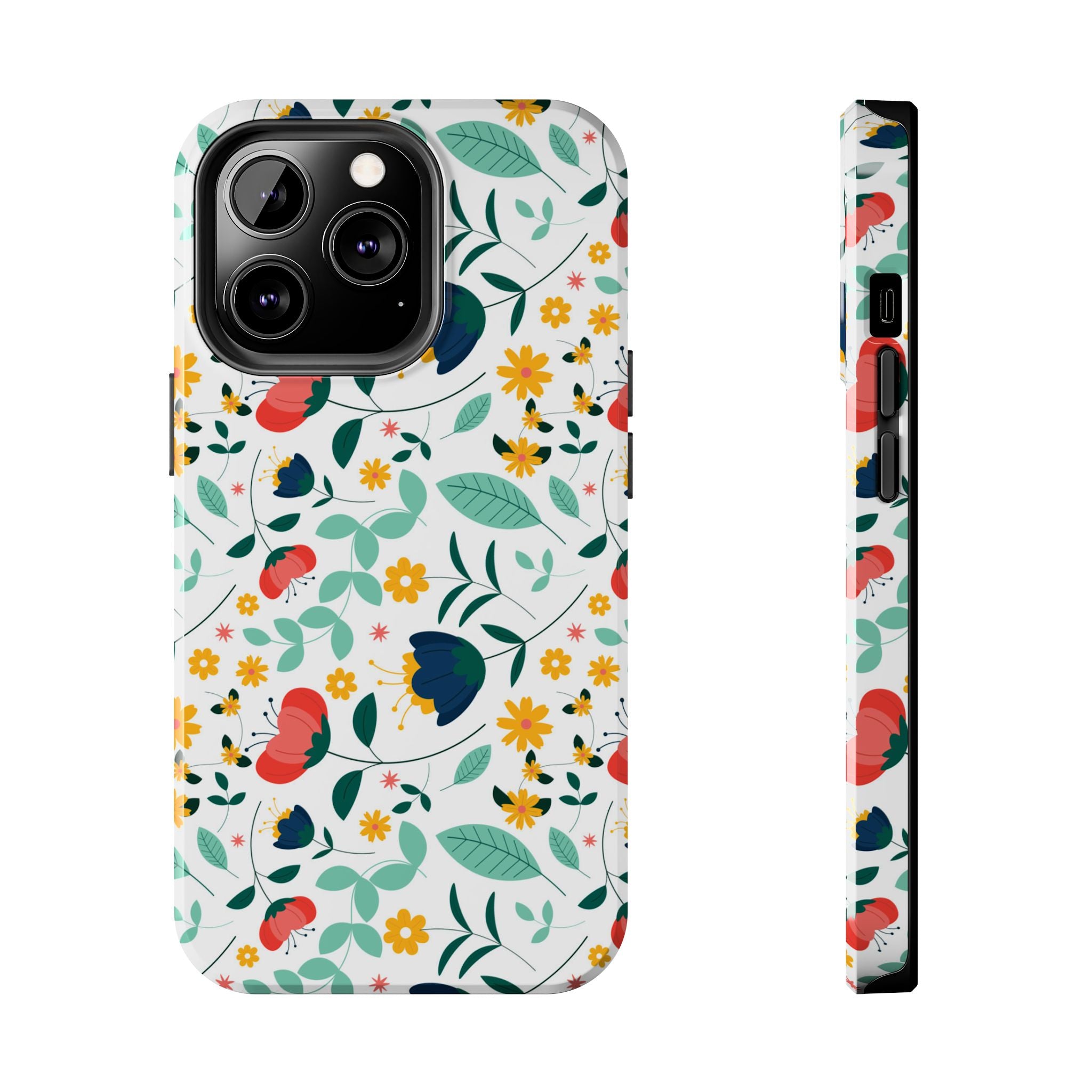 Floral Pattern Tough Phone Case — Colorful Spring Flowers Phone Cover