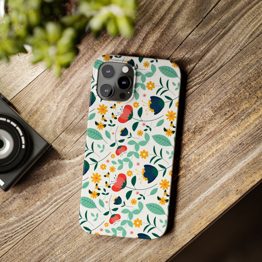 Floral Slim Phone Case — Colorful Folk Flower Pattern