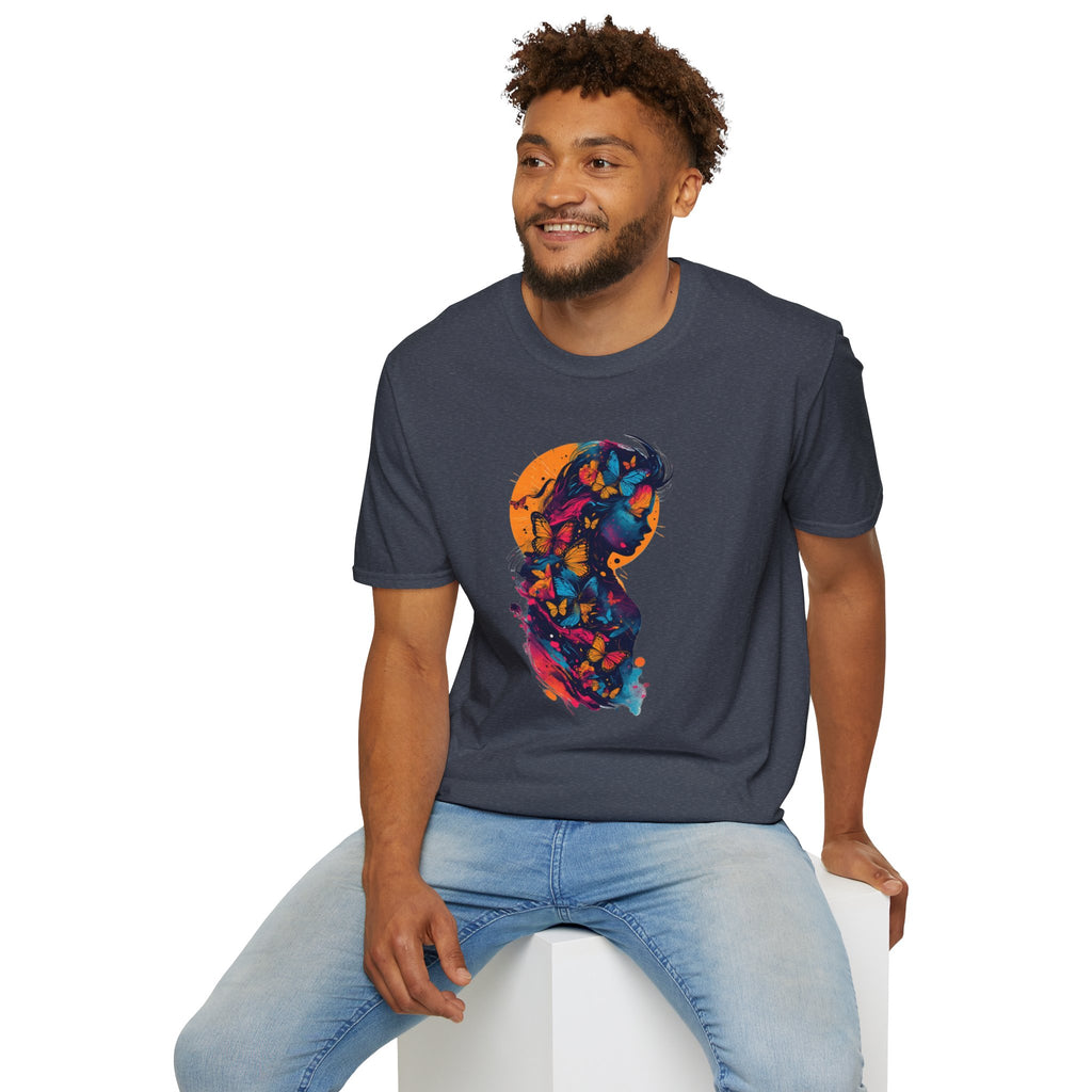 Butterfly Silhouette T-Shirt — Colorful Floral Profile Tee
