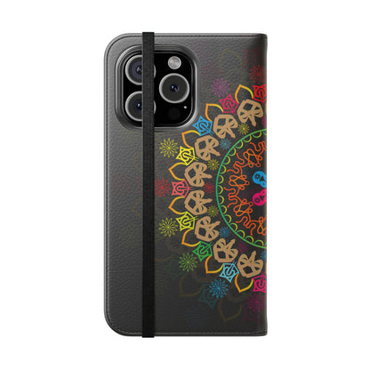 Colorful Mandala Flip Case for Phone, Bohemian Style Wallet Cover, Unique Gift for Her, Vibrant Phone Accessories, Eco-Friendly Protection