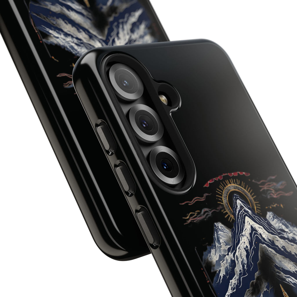 Mountain Temple Tough Phone Case — Japanese-Inspired Landscape Phone Cover