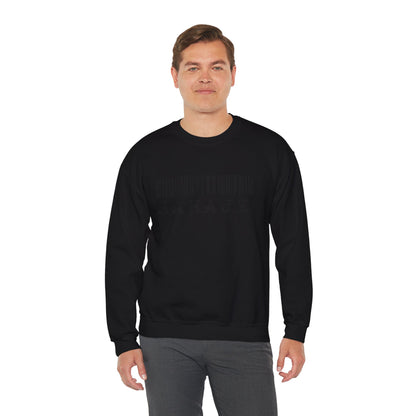 Sahaje Barcode Crewneck Sweatshirt — Minimalist White Graphic Pullover