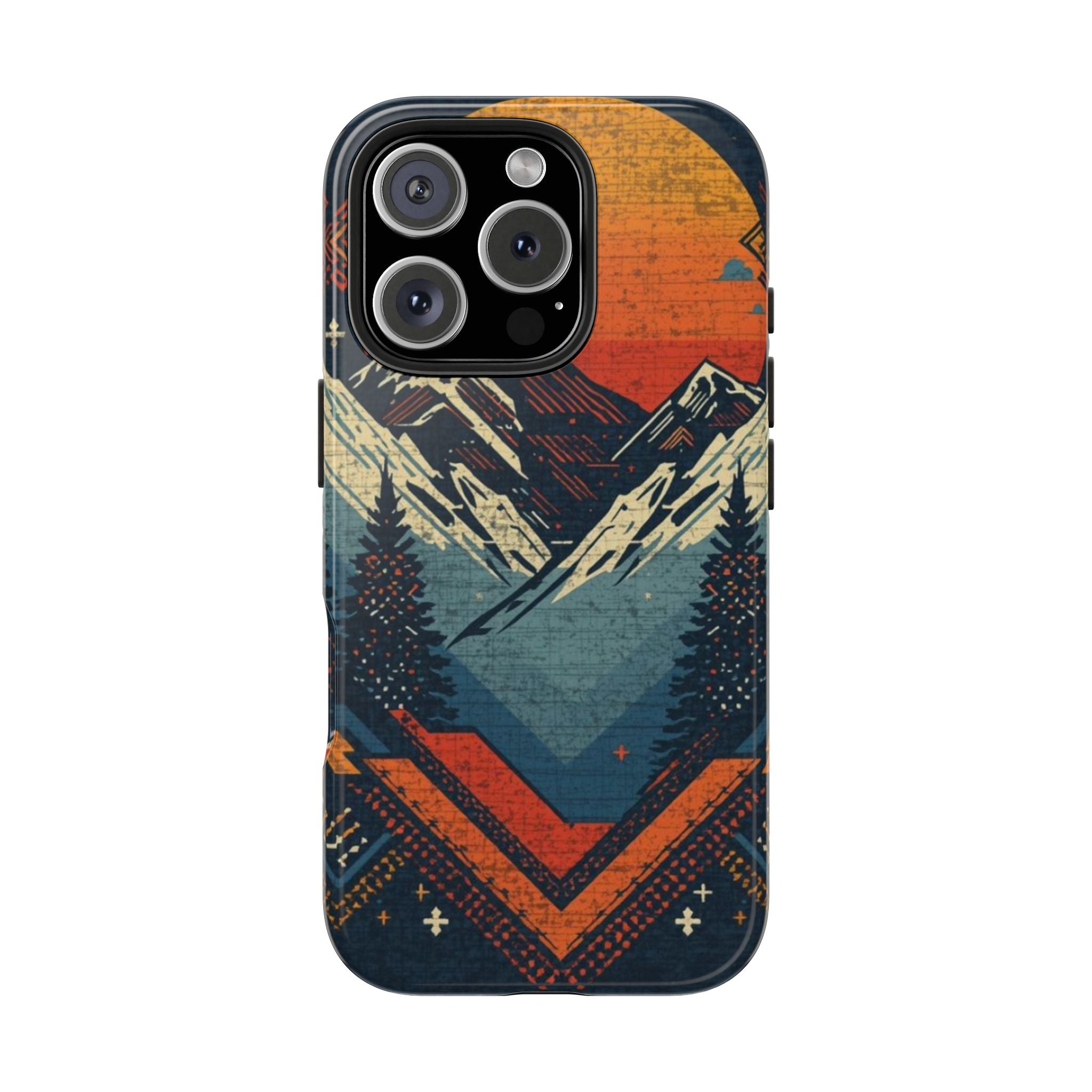 Tough Phone Case — Retro Mountain Sunset Design