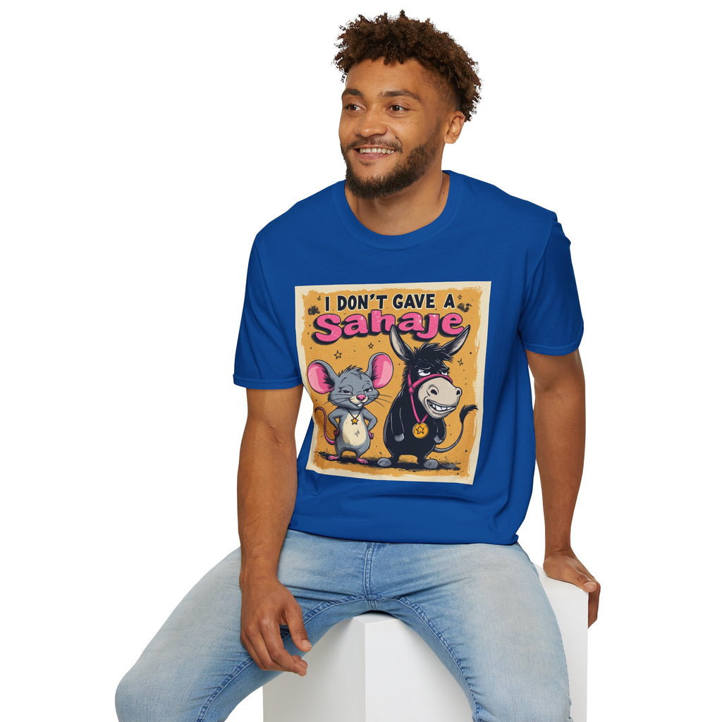 Don’t Give a Satrage T-Shirt — Funny Mouse & Donkey Cartoon Tee