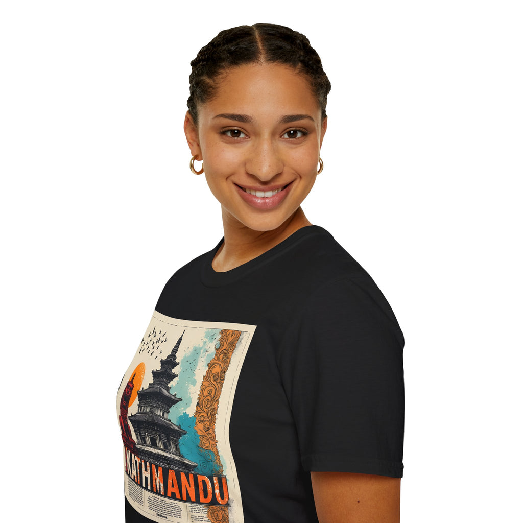 Kathmandu Vintage Travel T-Shirt – Retro Nepal Skyline Graphic Tee, Cultural Tourism Design