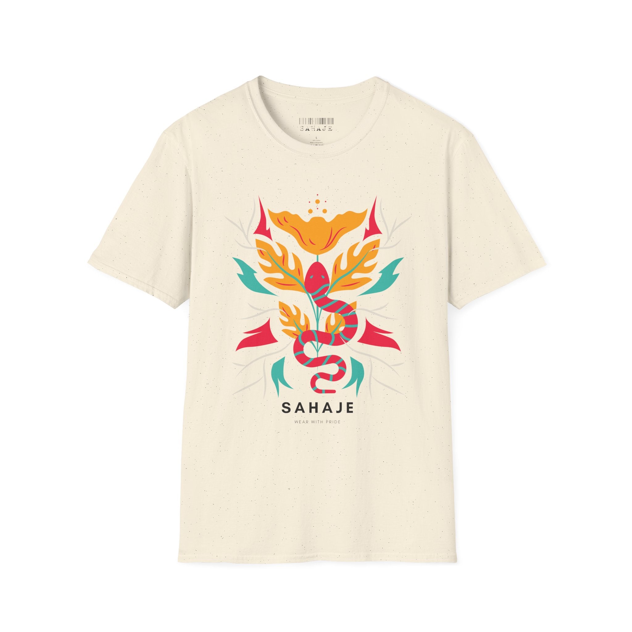 Sahaje Floral Snake Graphic T‑Shirt — Colorful Botanical Serpent Tee