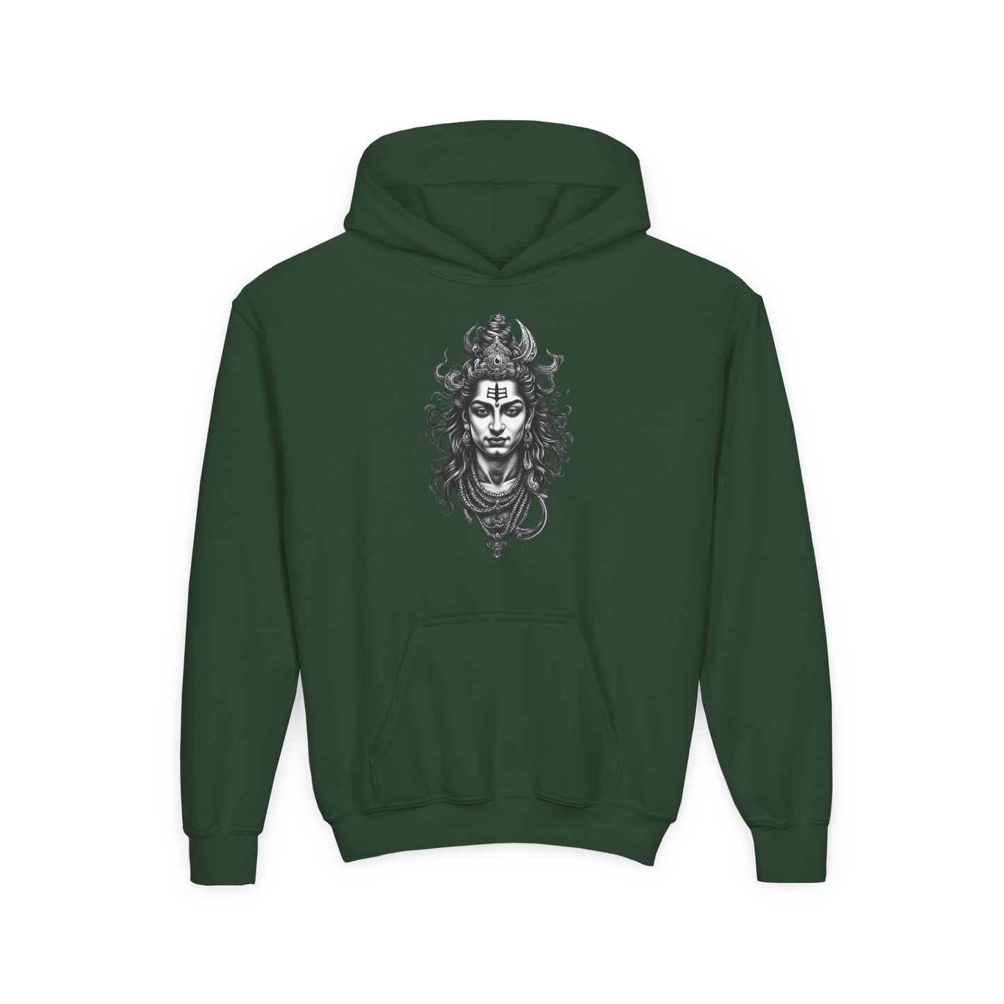 Shiva Illustration Youth Hoodie — Mystical Hindu God Graphic Pullover
