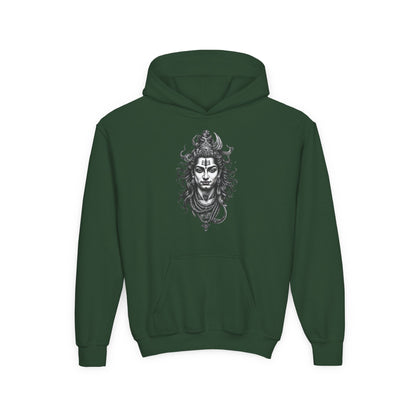 Shiva Illustration Youth Hoodie — Mystical Hindu God Graphic Pullover