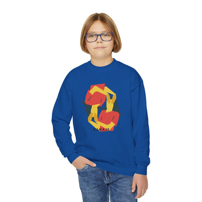 Abstract Geometric Crewneck Sweatshirt — Modern Colorblock Youth Pullover