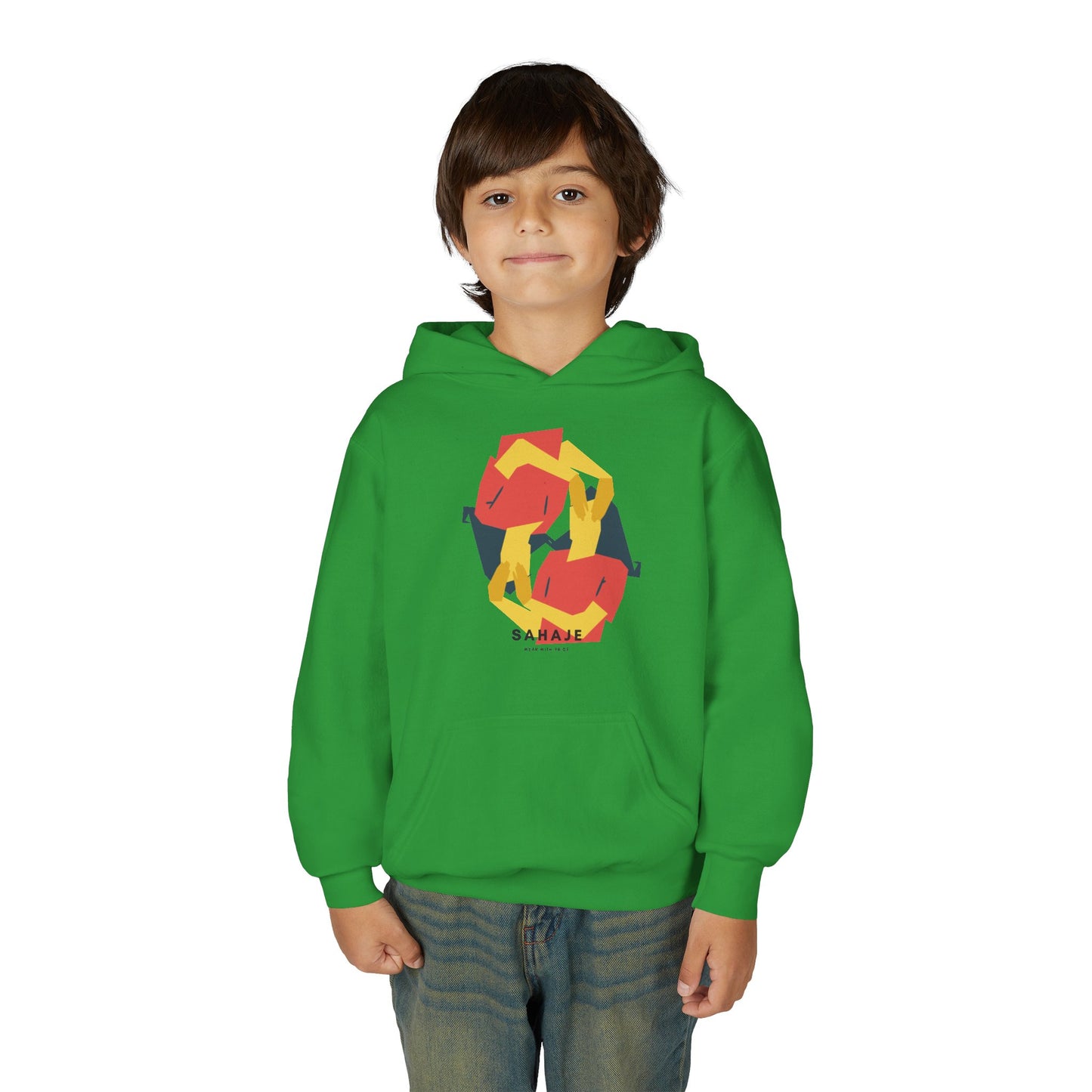 Youth Hoodie with Geometric Squirrel Art – 'Squirrel' Colorful Kids Pullover