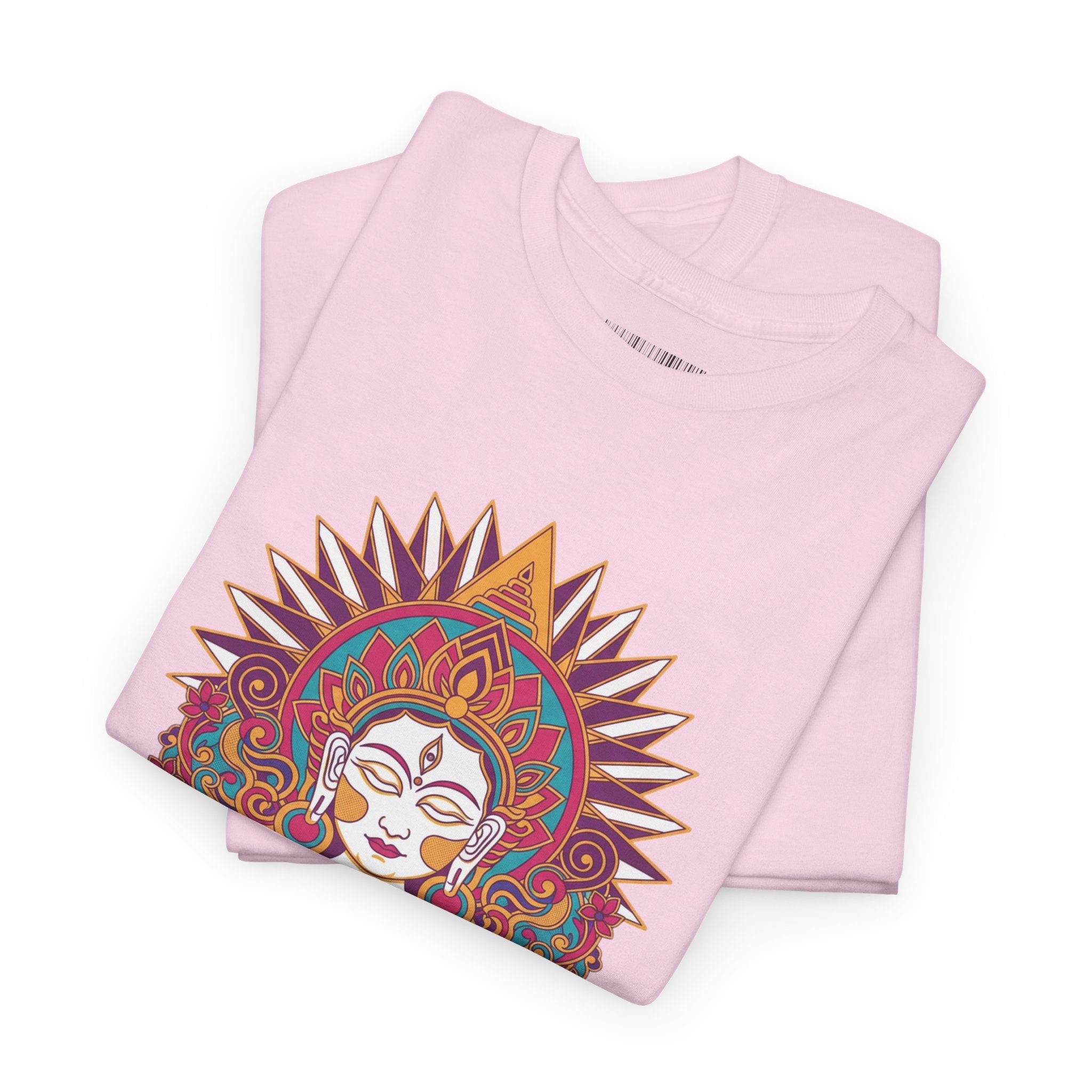 Spiritual Goddess Sun Mandala Tee — Colorful Boho Yoga T‑Shirt