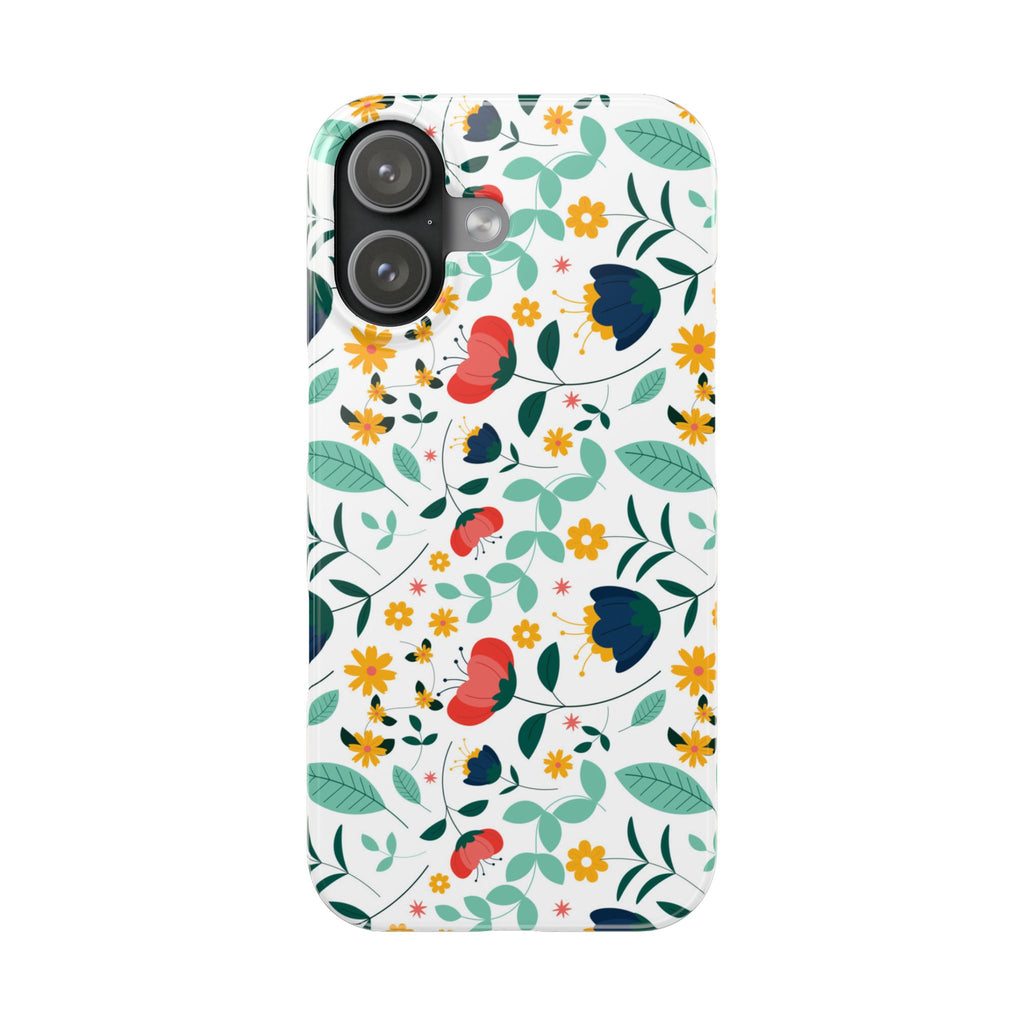 Floral Slim Phone Case — Colorful Folk Flower Pattern
