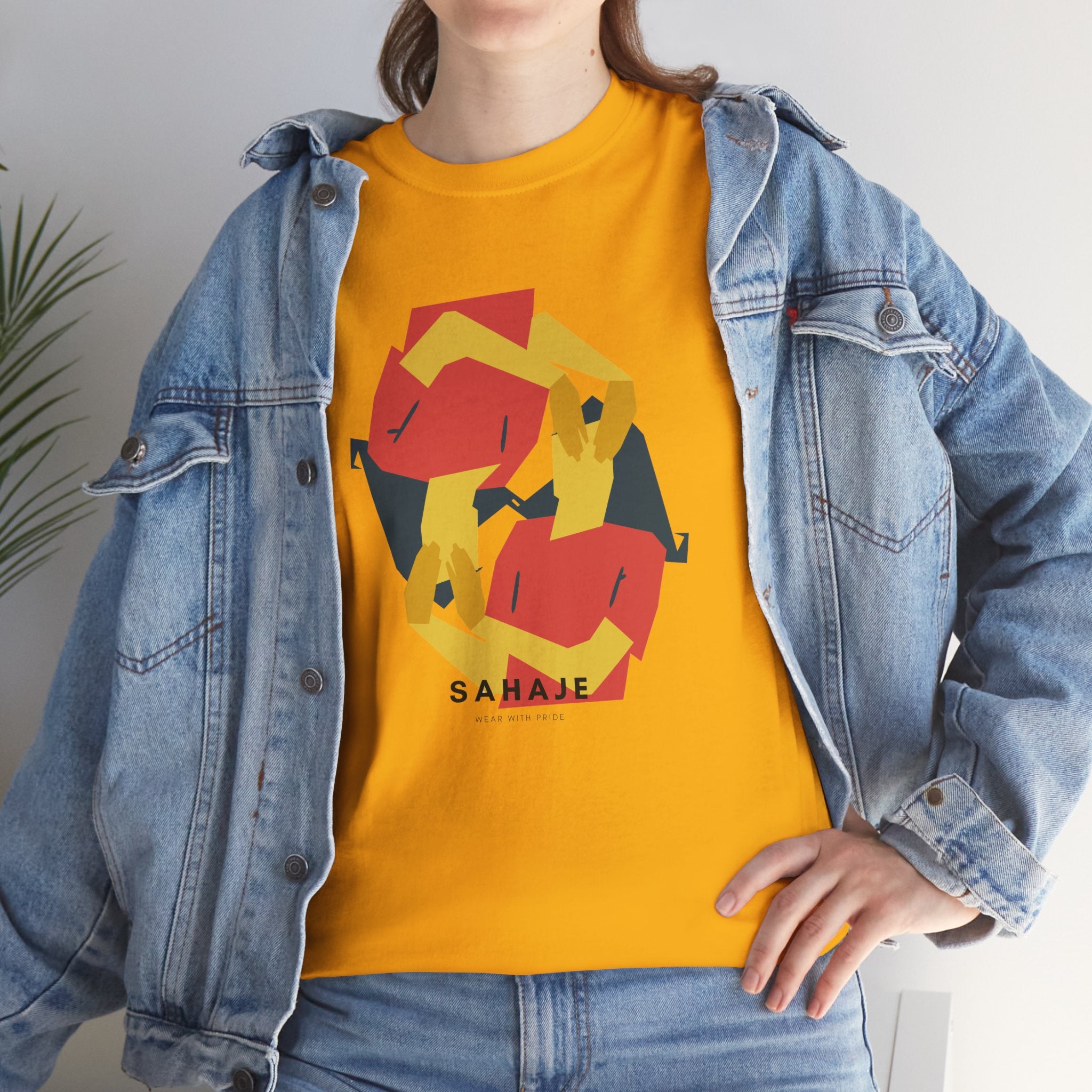 Foxes in Hexagon Graphic Tee — Minimal Geometric Animal Shirt