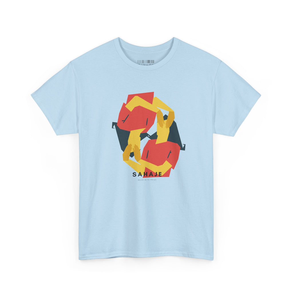 Foxes in Hexagon Graphic Tee — Minimal Geometric Animal Shirt