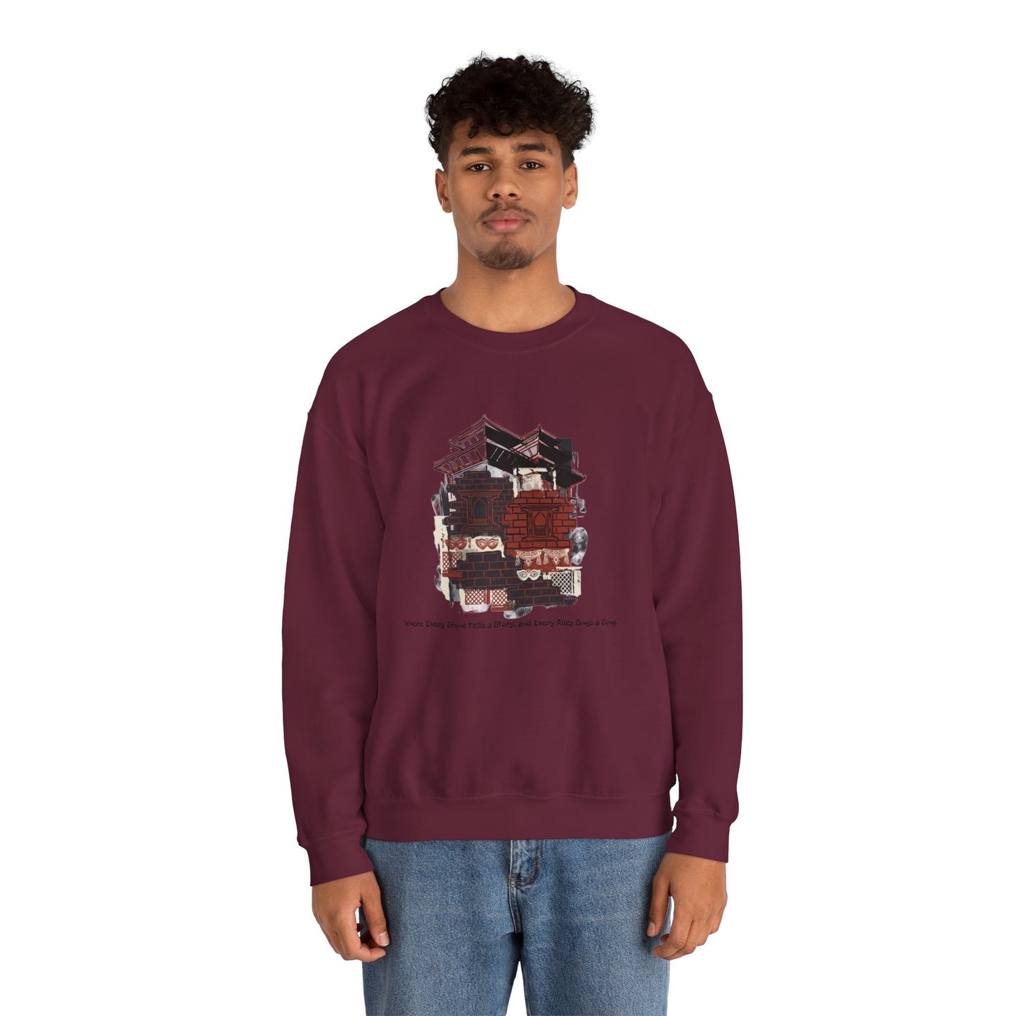 Crewneck Sweatshirt — Vintage Camper Roadtrip Illustration ("Where's Every Place I’ve Been, and Every Place I’m Going")