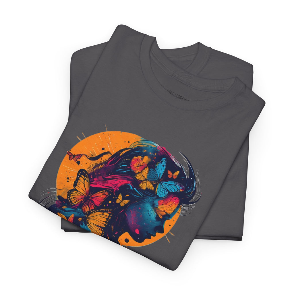 Butterfly Silhouette Graphic Tee — Colorful Maternity Profile Design